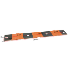 A long rectangular metal blade or strip with alternating orange and dark gray sections, shown on a white background with red dimension labels indicating 30mm, 9.5mm, 64mm, 64mm, 230mm, and 2mm.