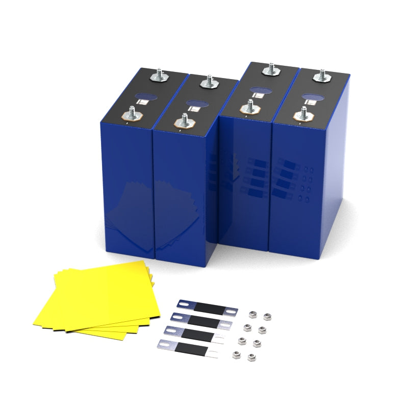 4 EVE 3.2V 334Ah prismatic cell with yellow epoxy plate and busbars