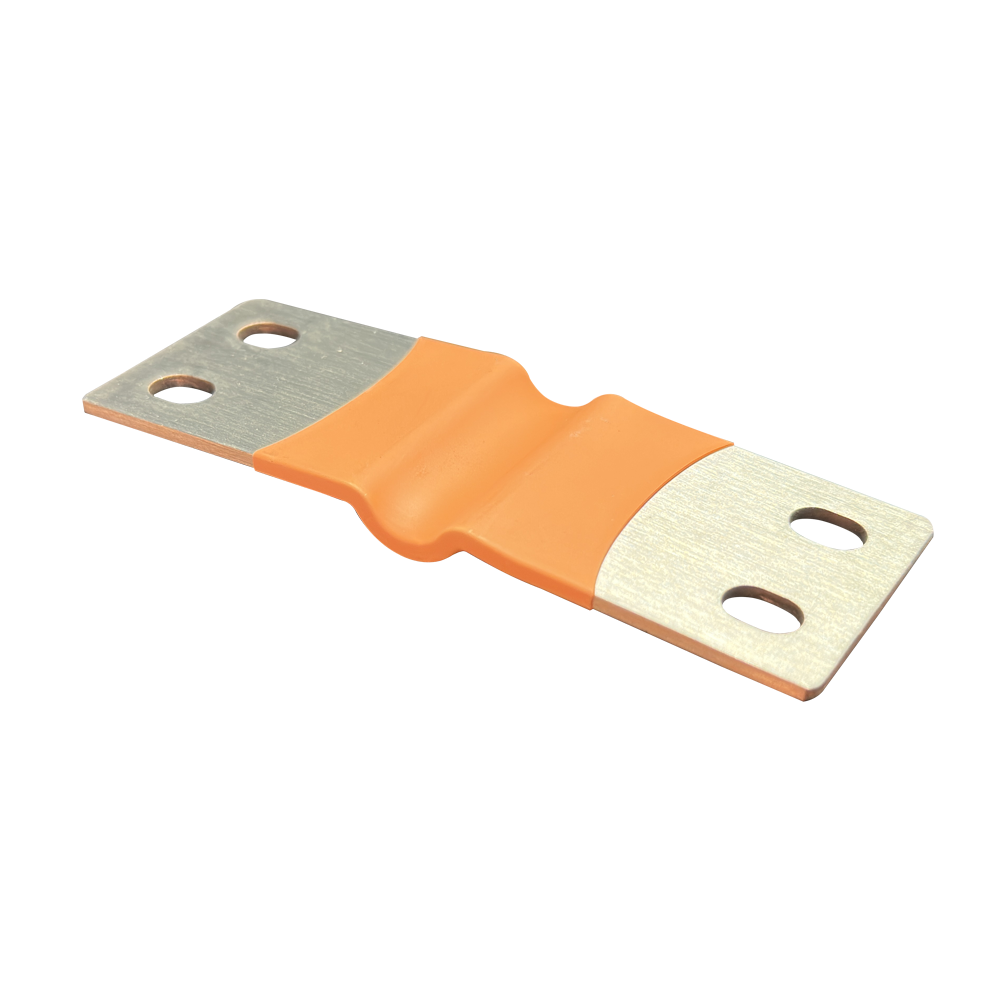 280ah 314ah double holes yellow flexible busbar side view on the white background