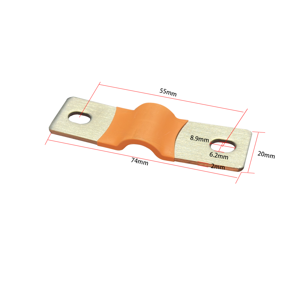 EVE LF230 Yellow Flexible Busbar Dimension on the white background
